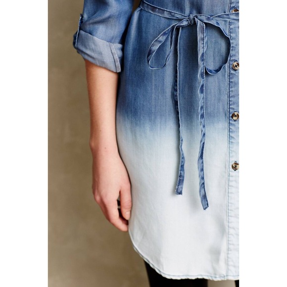 Anthropologie Holding Horses Dip-Dye Chambray Tunic Dress - Picture 2 of 9